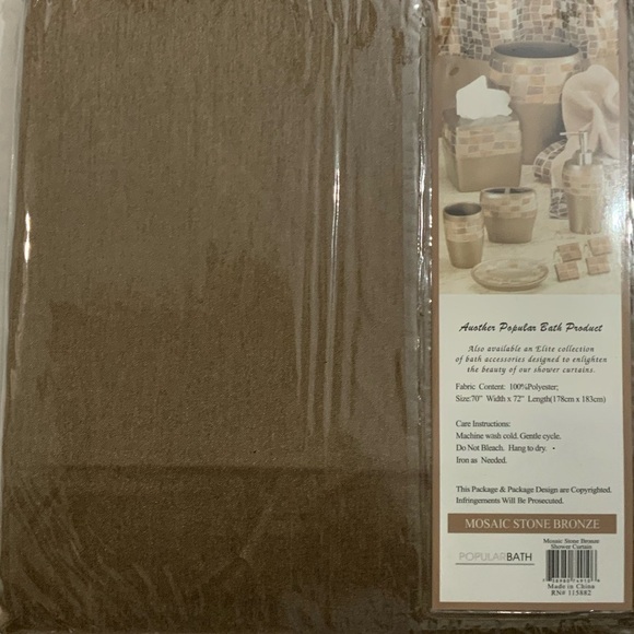 Mosaic Bathroom Set Curtain Hooks Soap Dispenser Toothbrush Holder 4 PC Set - Picture 6 of 15